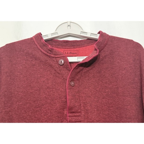 L.L. Bean Mens Two-Layer River Driver's Shirt Wool Blend Henley Base Layer Red L - Picture 3 of 7